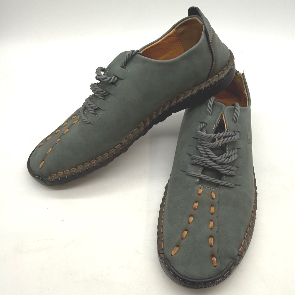 Flyland Mens‎ Leather Moccasin Loafer hippie gorpcore Whipstitch 5933 44. FLAWED